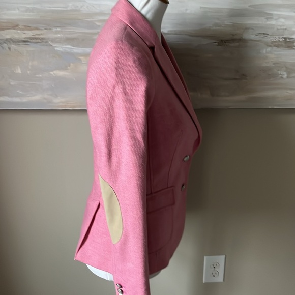 Banana Republic pink wool blend blazer with elbow patches - Picture 3 of 11